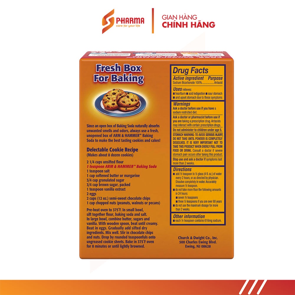 Baking Soda trắng răng, Làm sạch răng miệng, khử độc thực phẩm - Arm &amp; Hammer 454g (Mỹ)