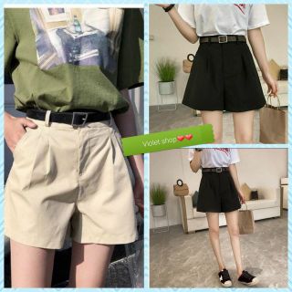 Quần Short Cạp Cao Xếp Ly -( kèm thắt lưng)