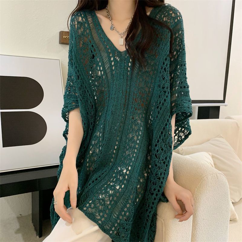Áo Dệt Kim Cổ Chữ v Dáng Rộng Thời Trang Mùa Hè Cho Nữ mira