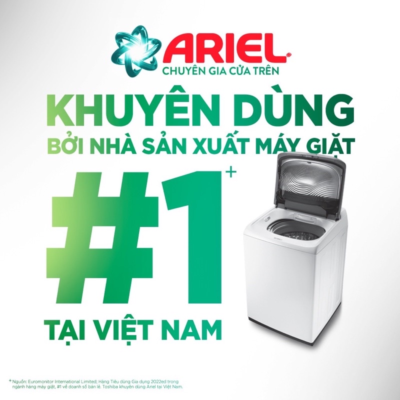 Nước giặt ariel cho máy giặt cửa trên 3,5kg Hương Nắng Mai