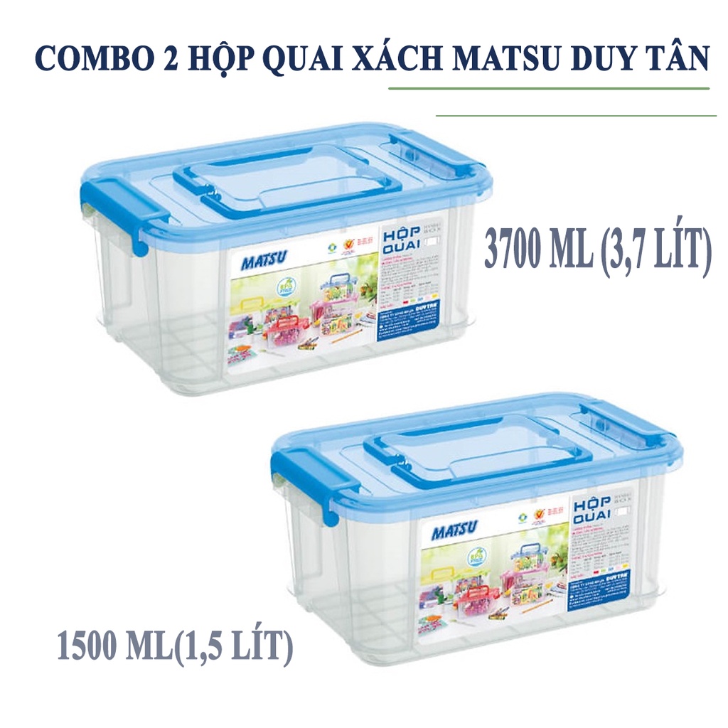 COMBO 2 HỘP DUY TÂN 3700ml(3,7 LÍT) + 1500ml(1,5 LÍT) CÓ NẮP, QUAI XÁCH TIỆN LỢI