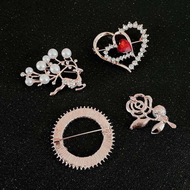 Ghim cài áo hình hoa đính kim cương và ngọc trai nhân tạo dễ thương để trang trí quần áo