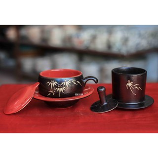 Phin cafe thấp khắc trúc men gốm