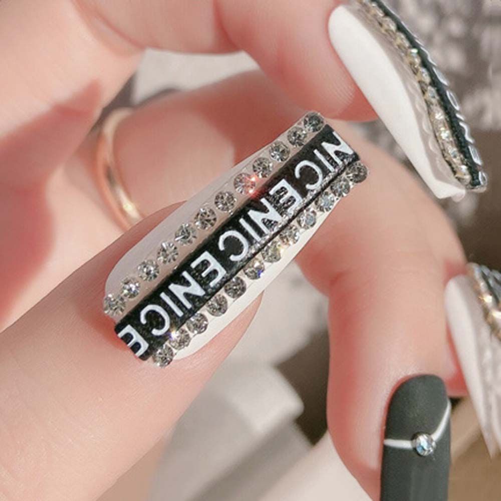 [Hàng mới về] Sticker dán trang trí móng họa tiết chữ nghệ thuật nhiều màu sắc tiện lợi