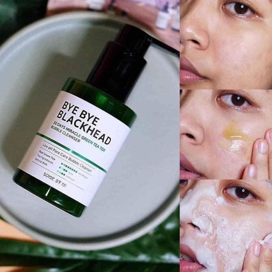 Sữa Rửa Mặt Sủi Bọt Loại Bỏ Mụn Đầu Đen Some By Mi Bye Bye Blackhead 30 Days Miracle Green Tea Tox Bubble Cleanser 120g