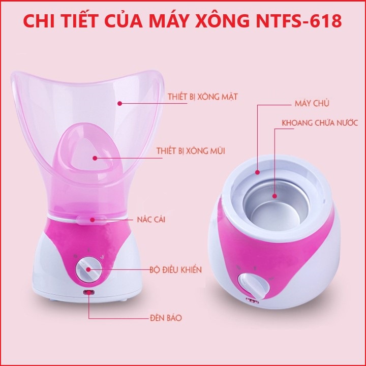 Máy xông hơi mặt, mũi, họng NTFS-618, sông hoa quả tươi, thảo dược, chanh, xả tự động 2 IN 1, phòng dịch tại nhà