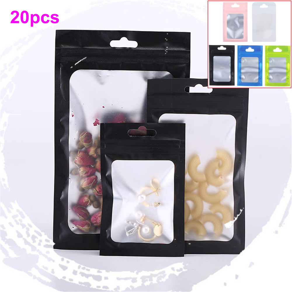 Bộ 20 Túi Đựng Đồ Bằng Lá Nhôm Chống Thấm Nước Có Khóa Kéo Màu Xanh Dương/ Hồng/Xanh Lá