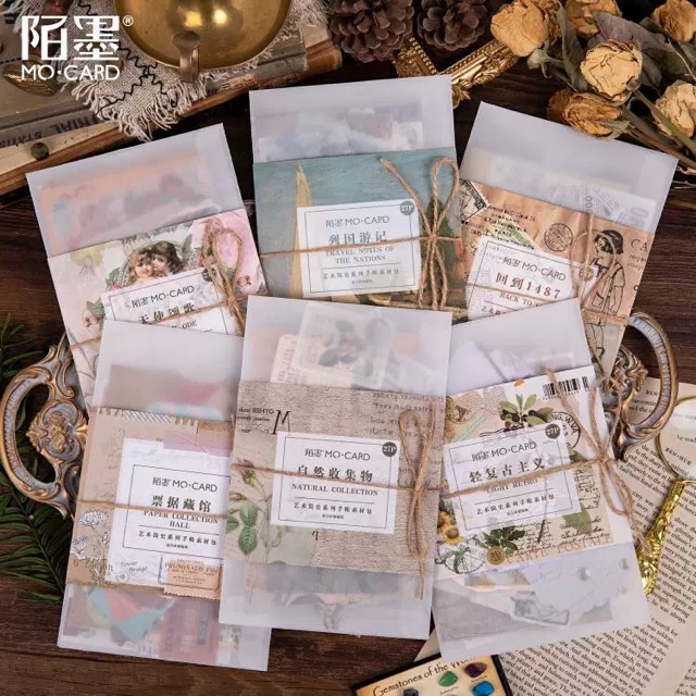 [Mã LIFE2410K giảm 10K đơn 20K] Set vintage làm penpal (nhiều loại gồm: giấy, tag, stickers, label..)