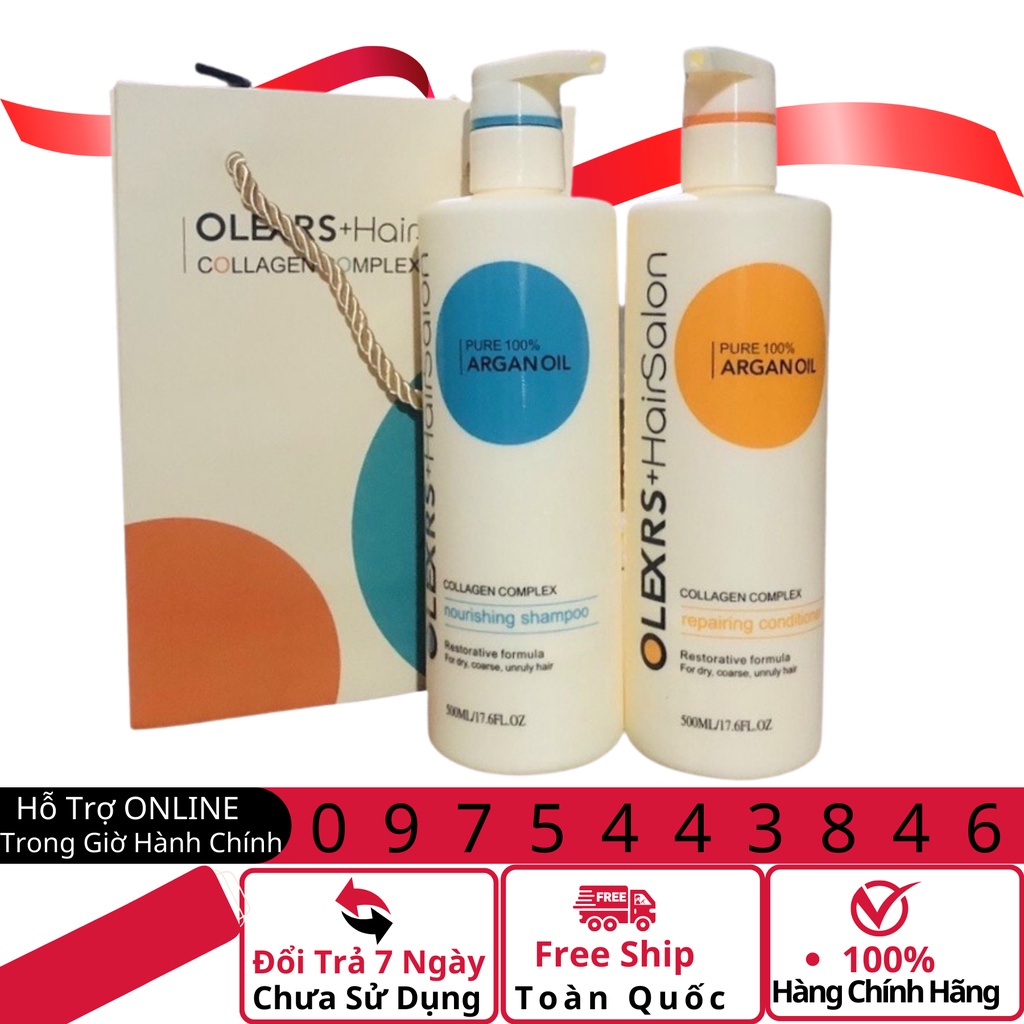 Cặp Dầu Gội Xả Olexrs Argan Oil Collagen 960ml Ngăn Ngừa Tóc Gàu, Khô Xơ, Hư Tổn. Kích Thích Mọc Tóc.Hàng Chính Hãng