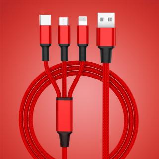 Cáp sạc pin nhanh 3 trong 1 Type-C Micro USB Lightning dây nylon bện cho Xiaomi