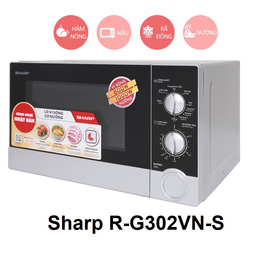 [Mã ELHADEV giảm 4% đơn 300K] Lò vi sóng cơ Sharp 23 lít có nướng viba 800W nướng 1000W núm xoay cơ - HAPOS