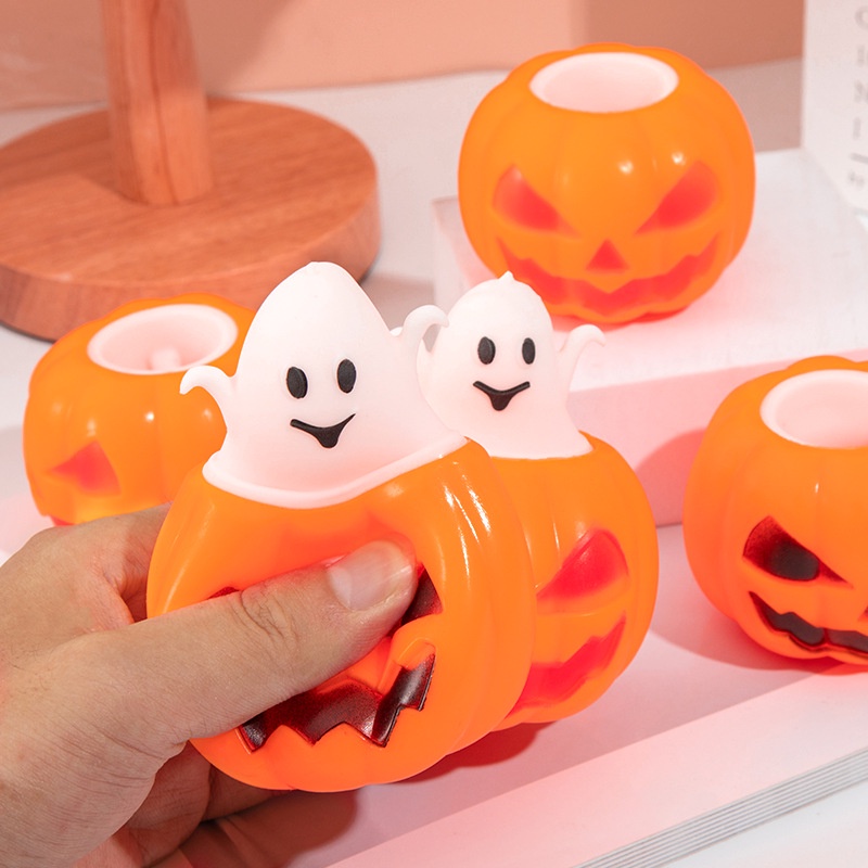 Đồ Chơi Nắn Bóp Đàn Hồi Giảm Stress Hình Ma Bí Ngô Halloween