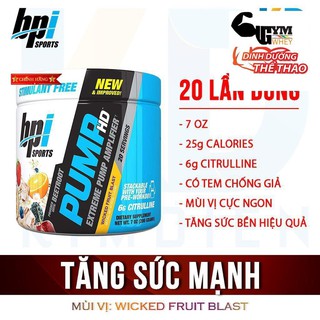 Tăng sức mạnh PUMP HD BPI Sports 20 lần dùng (220gr)