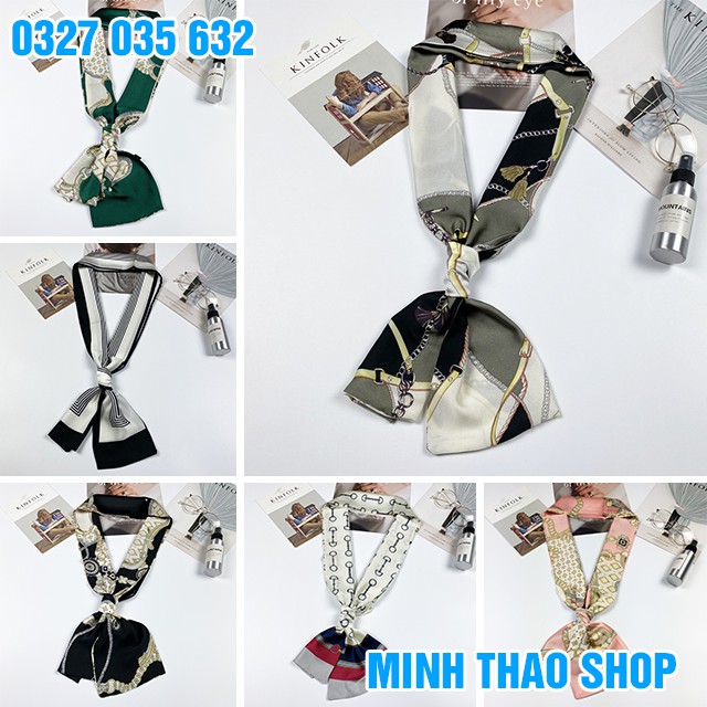 Dây Buộc Tóc Vải Thời Trang Hottrend - Khăn Lụa Dài Quàng Cổ Quấn Túi Xách Đa Năng Size 145x15 cm