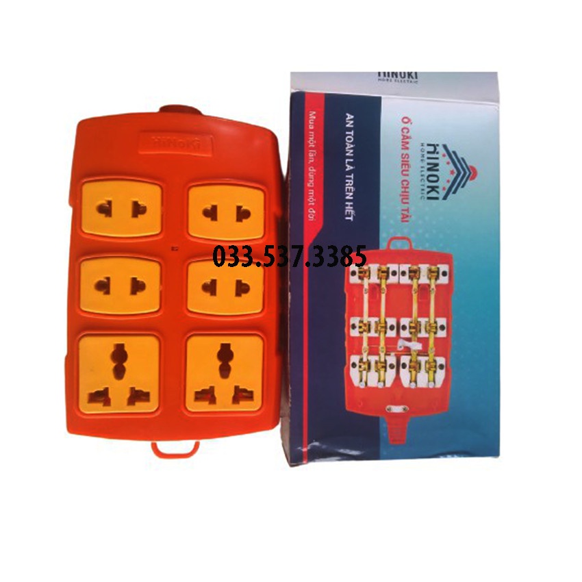 Ổ cắm điện chịu tải, ổ nối điện 2 lỗ, 3 lỗ, 4 lỗ, 6 lỗ HINOKI không dây
