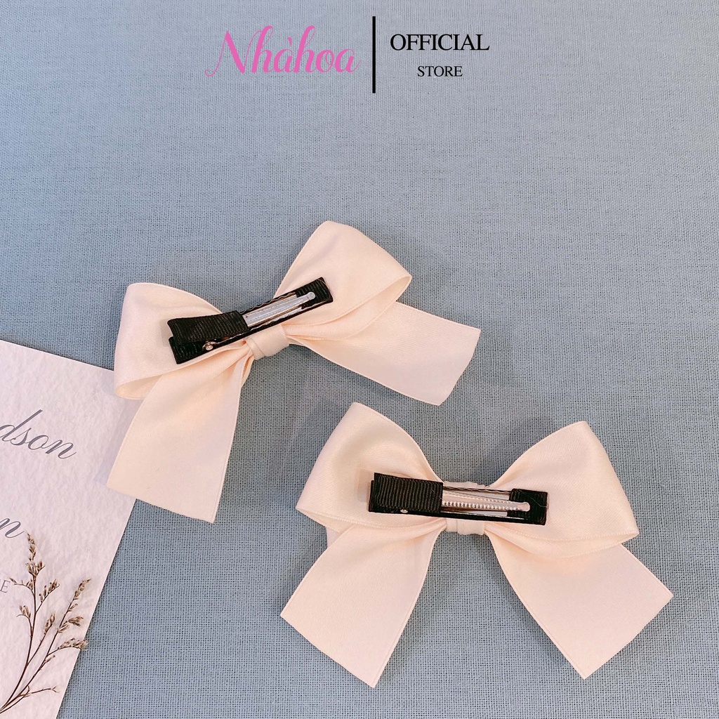 Kẹp Tóc Kẹp Mái Nơ JISOO BLACKPINK Chất Lụa Mờ Màu Đen - Chính Hãng NHÀ HOA