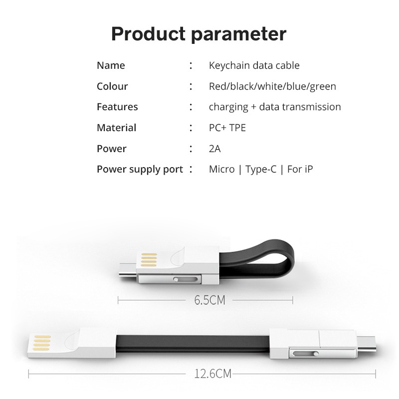 Đầu sạc Fonken micro type-c iP có móc khóa nam châm