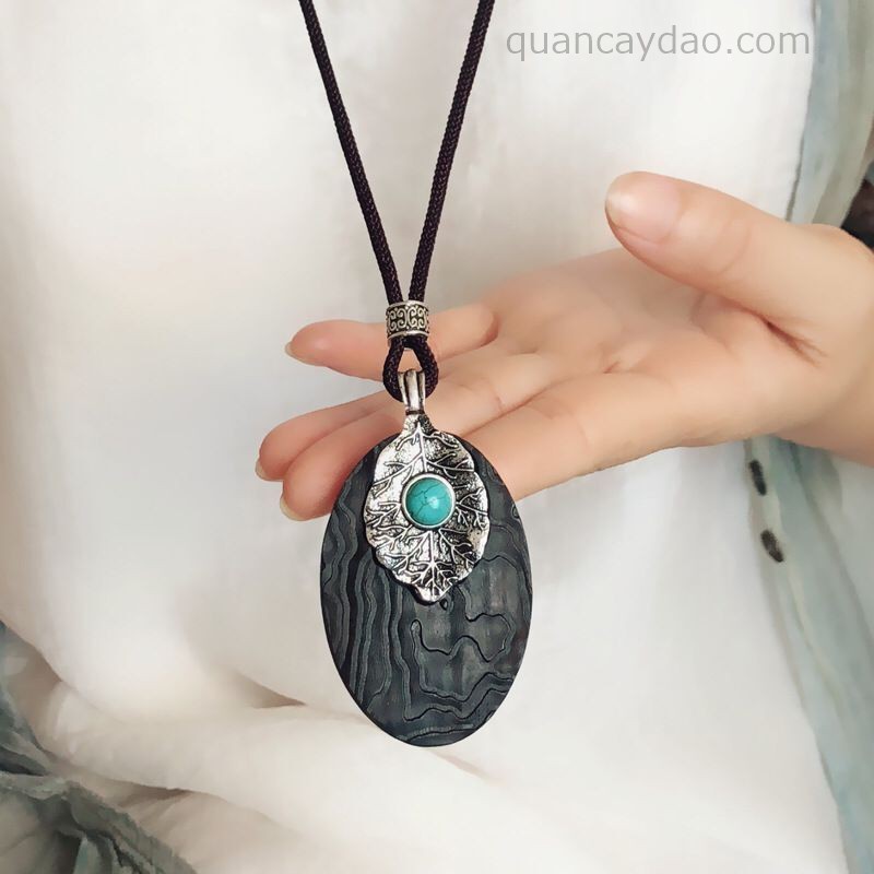 Vòng cổ gỗ mun cao cấp phong cách cổ điển VG2 - Quán Cây Đào