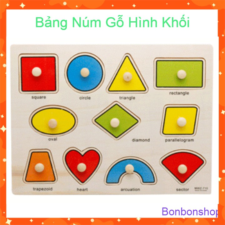 Bảng gỗ ghép hình có núm To - Hình Khối