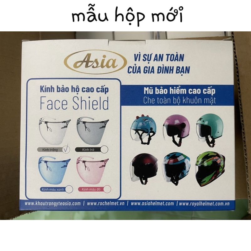 Kính bảo hộ cao cấp ASIA Face Shield chống giọt bắn, ngăn khói bụi, không đọng hơi thở, đã xử lý nano