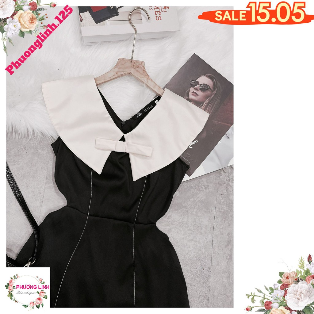 VÁY ĐEN PHỐI CỔ NƠ CHẠY CHỈ SÁT NÁCH | BigBuy360 - bigbuy360.vn