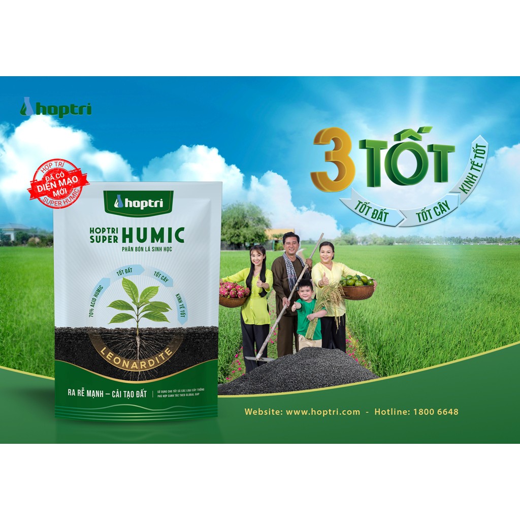 Phân bón lá sinh học Hợp Trí SUPER HUMIC 1kg dạng bột