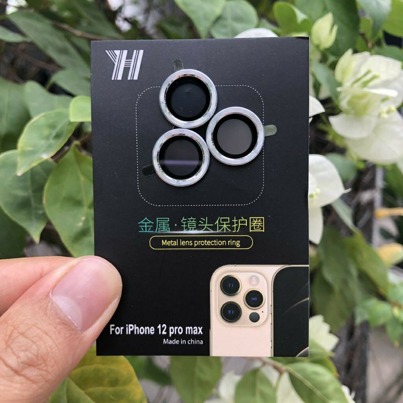 Bộ 3 mắt dán bảo vệ Camera iPhone 12 Mini, 12, 12 Pro, 12 Pro Max kính + vành nhôm siêu đẹp