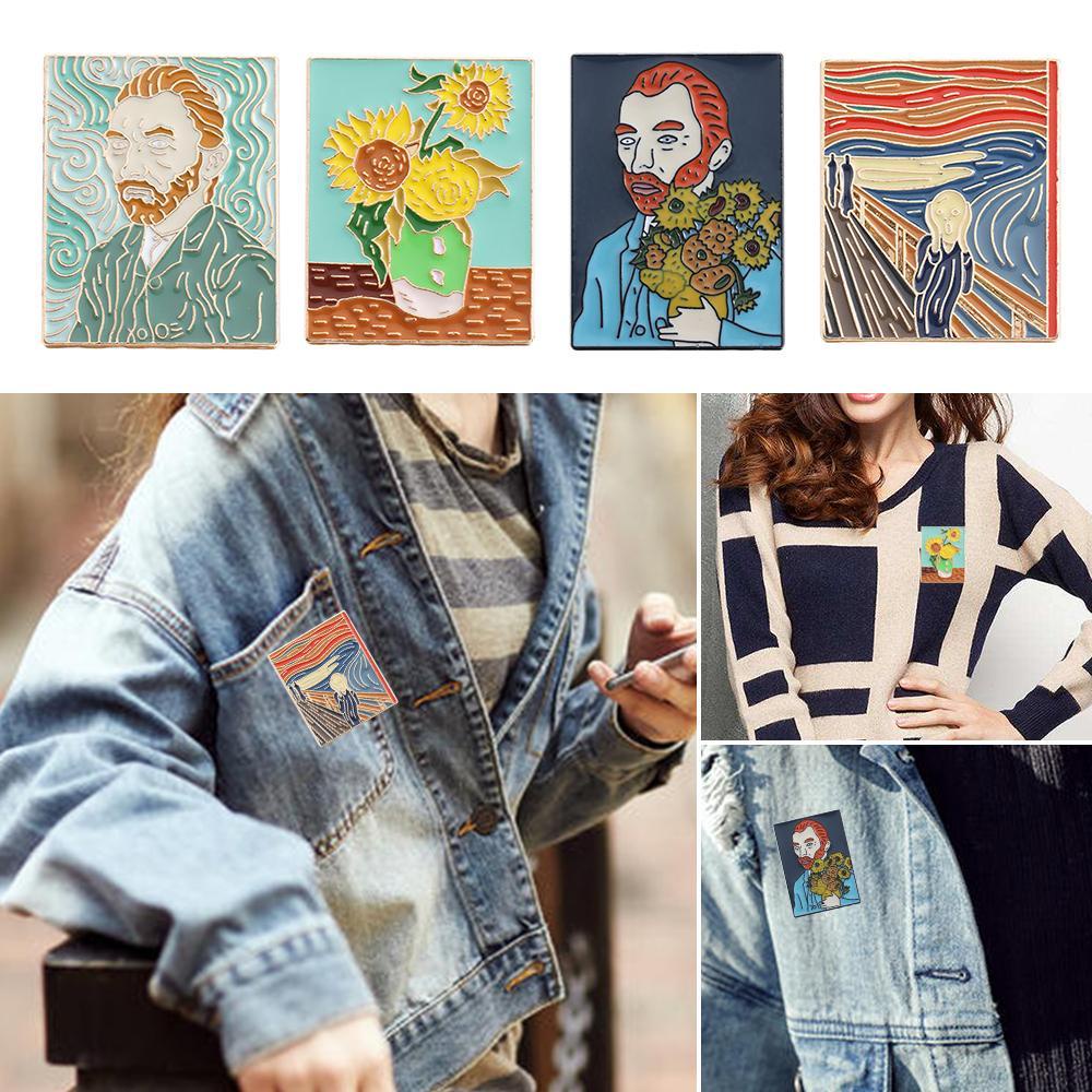 Trâm Cài Áo Hình Tranh Van Gogh Bằng Hợp Kim
