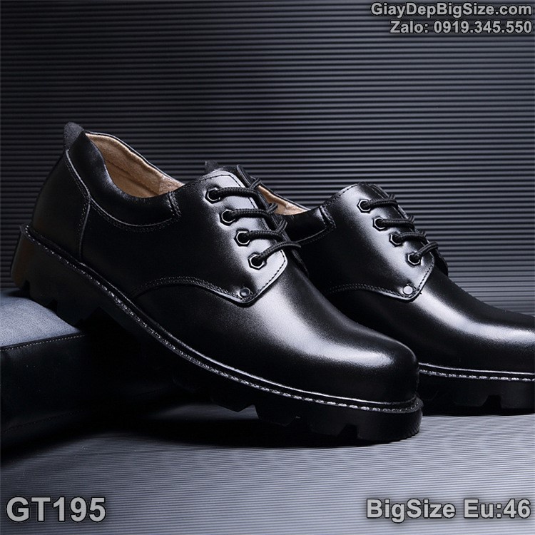 Giày da công sở, giày tây big size cỡ lớn Eu:46 cho nam chân to (Form mũi tròn, đế dày êm chống lún) - GT195
