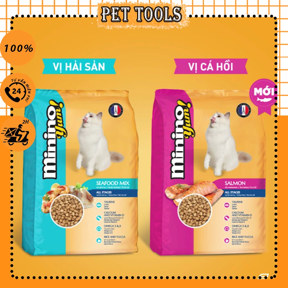 Thức ăn cho mèo Minino Yum túi 1,5kg vị cá hồi hải sản