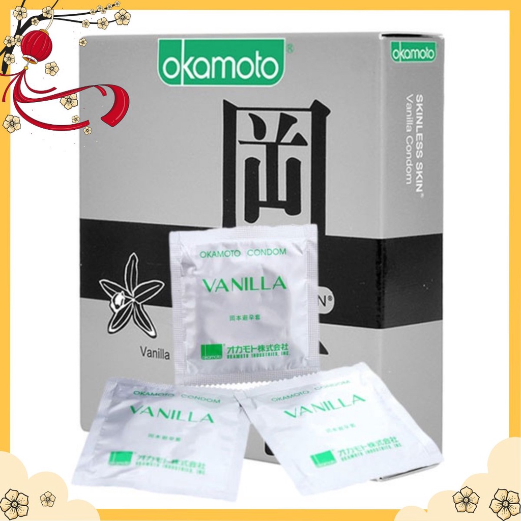 Bao cao su Okamoto Vanilla hương vani hộp 3 chiếc