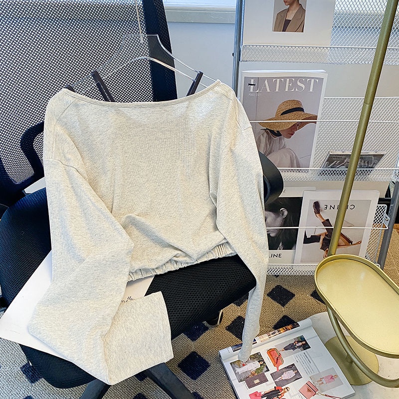 Áo Thun Tay Dài Giả Hai Lớp Thời Trang Cho Nữ