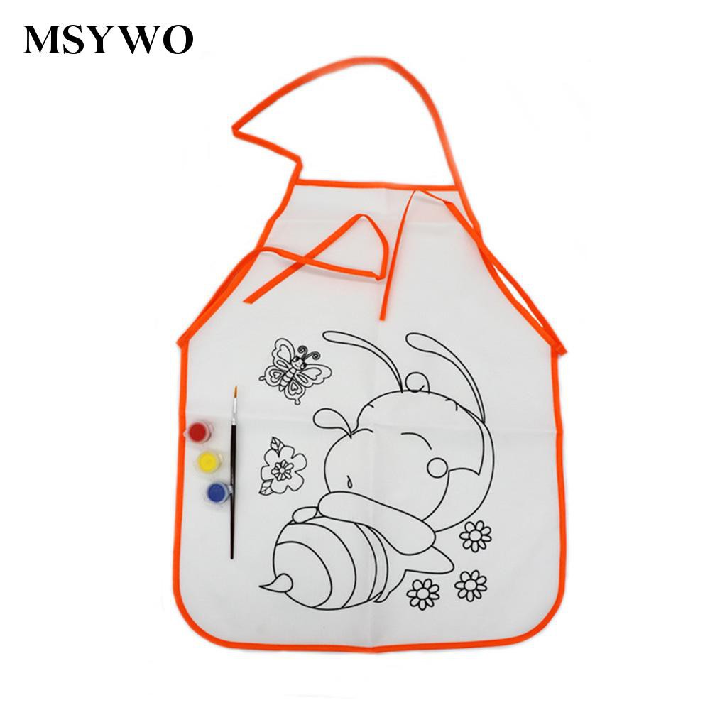 msywo07 Kids Children Oil Painting Graffiti Apron Kit 1 Set Kitchen Art Class Acrylic Paint Hot