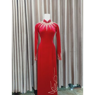 Bộ áo dài mẹ  vải nhung