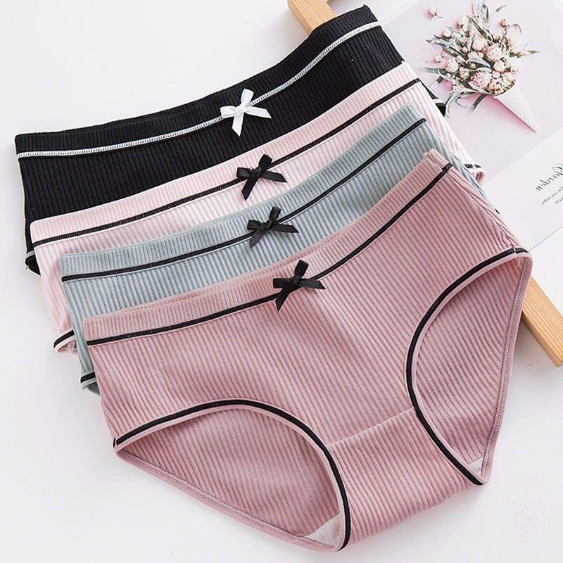Quần lót nữ COTTON gân tăm đính nơ mềm mại thoải mái