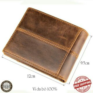 Ví nam da bò cao cấp - Miễn ship Ví da bò thật cao cấp - Ví da bò nguyên miếng