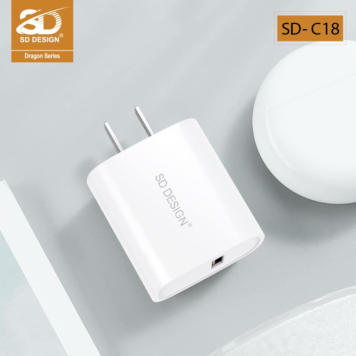 Củ sạc chính hãng SD DESIGN C18 tương thích tất cả các thiết bị di động : iphone, samsung, oppo. Bảo hành 1 đổi 1