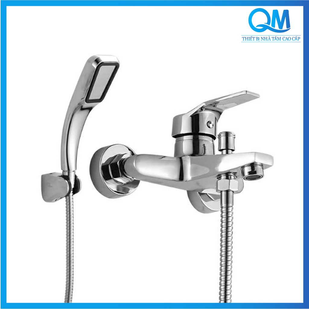 Bộ củ sen Nóng Lạnh Hợp Kim QM.CS07 kèm tay sen tăng áp mặt vuông Giá Tốt