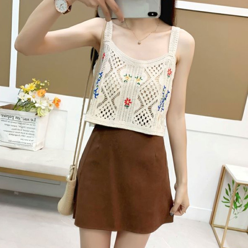 Áo Croptop Dệt Kim Cổ Tròn Hở Lưng Thời Trang Đi Biển Cho Nữ
