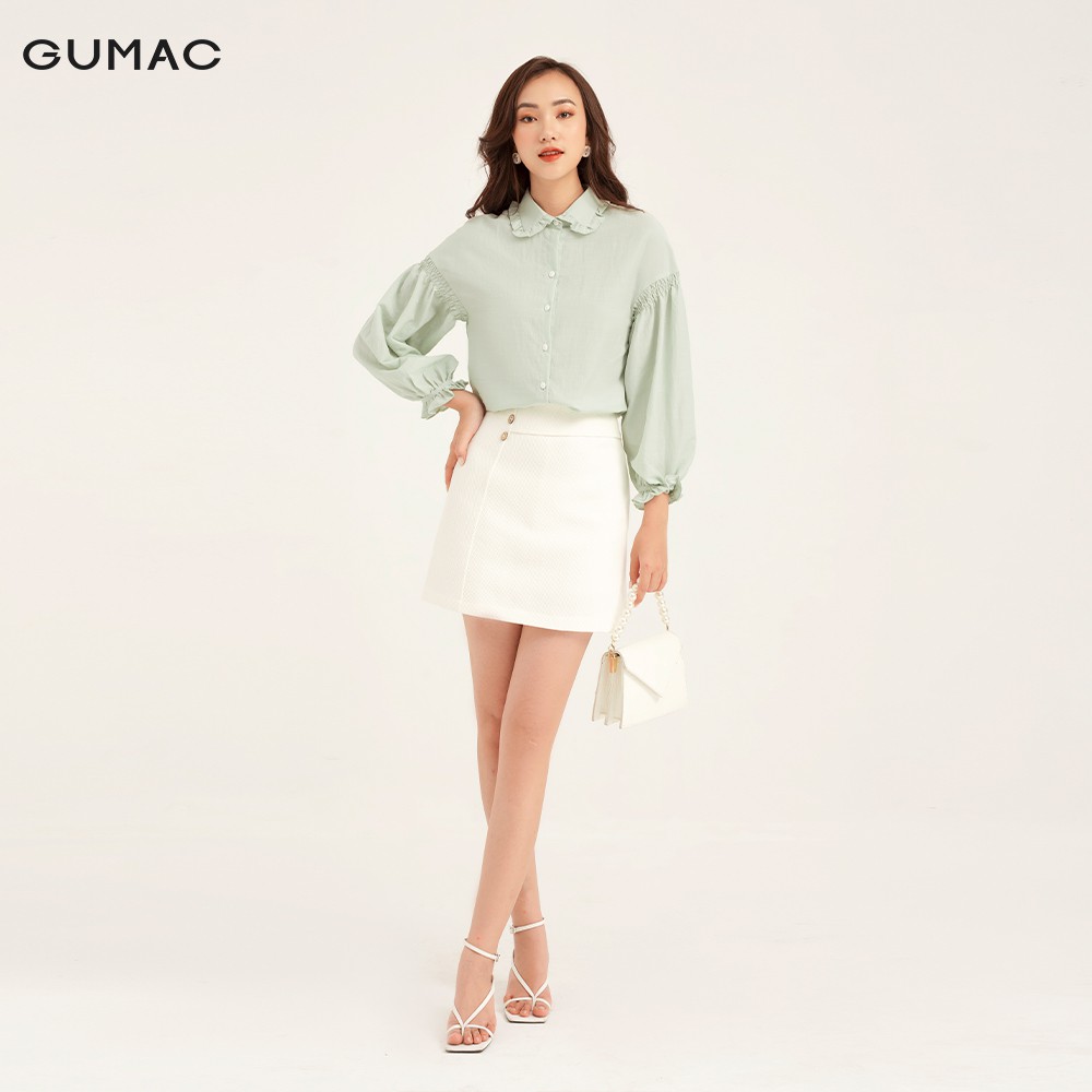 Áo sơ mi nữ nhún tay cổ bèo GUMAC đủ màu, đủ size, thiết kế basic, sang trọng, thanh lịch AB128 | BigBuy360 - bigbuy360.vn