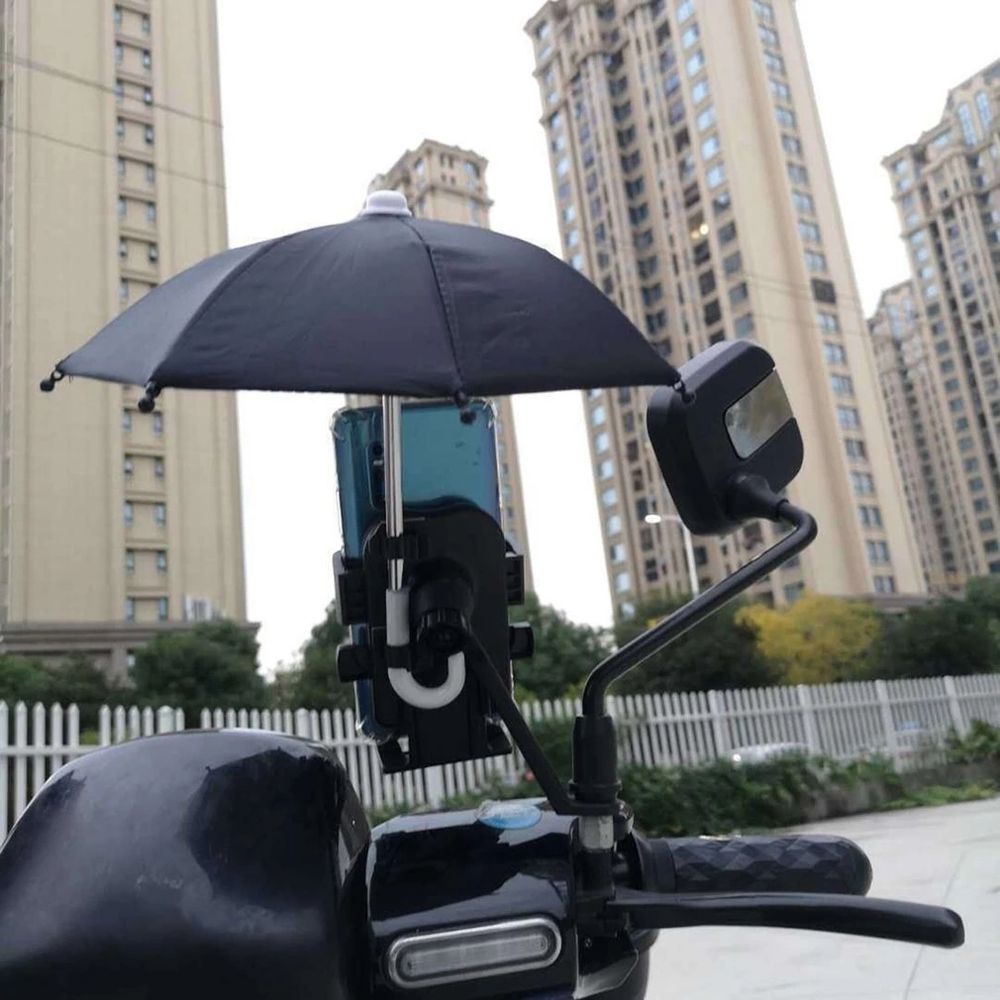 Dù che nắng tự động bằng polyester mini gắn giá đỡ điện thoại trang trí xe đạp/mô tô nhiều màu lựa chọn