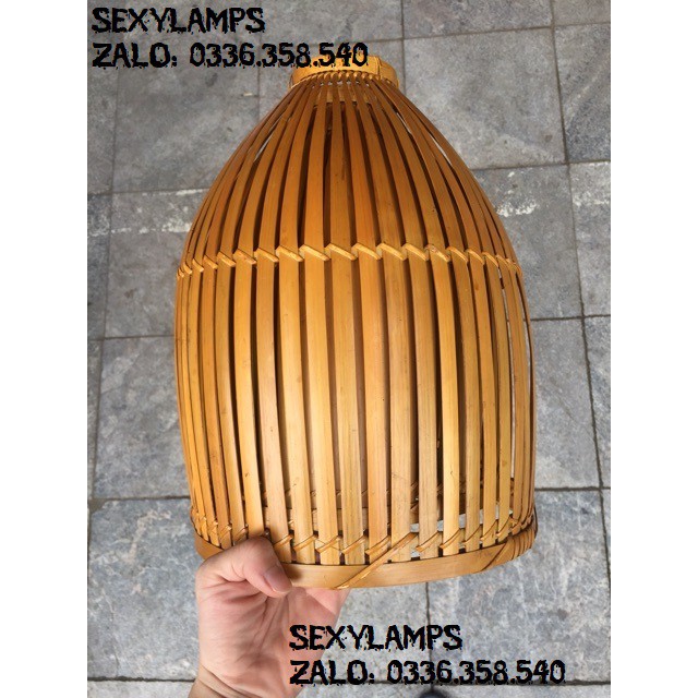 ĐÈN THẢ MÂY TRE DÁNG NƠM VÒM (TẶNG BÓNG LED)