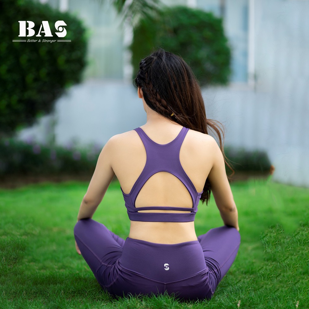 Set thể thao cách điệu tập gym yoga BAS sport bra dáng croptop phối legging nâng mông cạp cao tôn dáng - S40037.