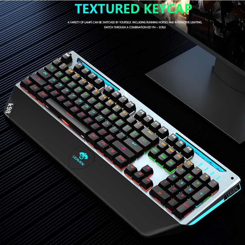 Bàn phím máy tính LED LEAVEN K999 RGB PRO Bàn phím chơi game Bàn phím văn phòng Bàn phím cơ di động dễ thương