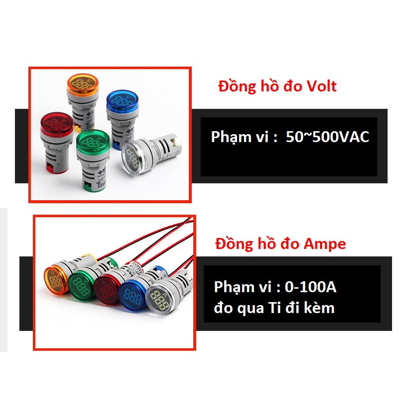 Đồng hồ hiển thị vôn - ampe dạng đèn LED- Đèn LED hiển thị dòng điện, điện áp