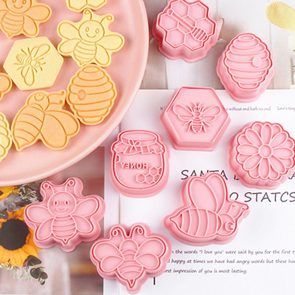 Set 8 Khuôn Nhấn Làm Bánh Quy Hình Mật Ong 3D Trang Trí Nhà Cửa
