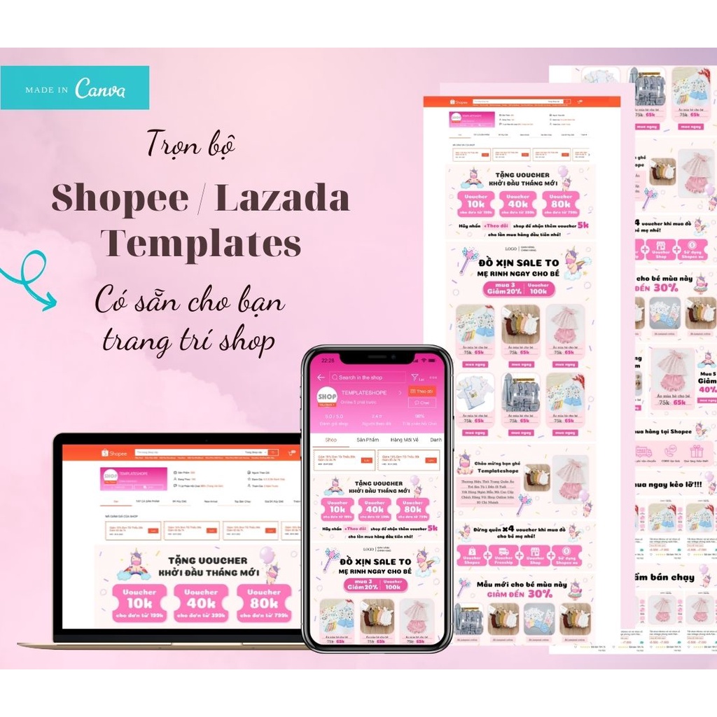 Template Shopee / banner instagram trang trí shop ngành thời trang trẻ em cho mẹ và bé