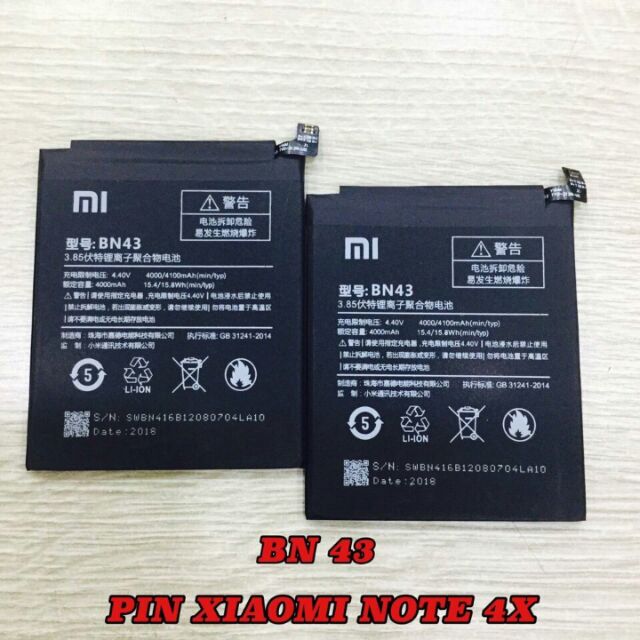 Pin xiaomi note 4x mã trên pin BN 43