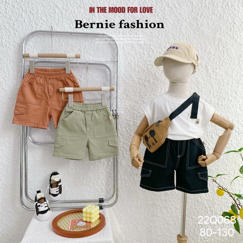 _Quần sooc linen Trần chỉ Bernie cho bé trai 9 đến 23kg