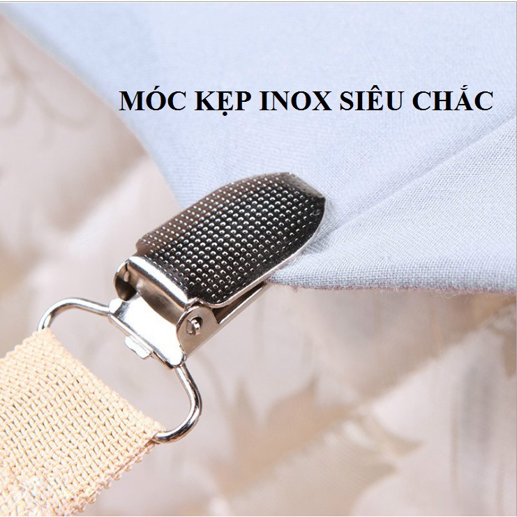 Bộ 4 dây Kẹp drap 3 chấu Inox Cố Định, chống xê dịch Ga, drap Giường, tấm Trải Giường, Chịu Lực Tốt